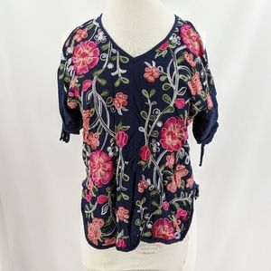 Fifteen Twenty Embroidered Cold Shoulder Shirt
